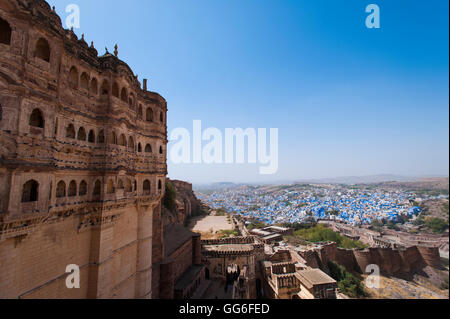 La ville bleue de Jodhpur vu depuis le Fort Mehrangarh, Jodhpur, Rajasthan, Inde, Asie Banque D'Images