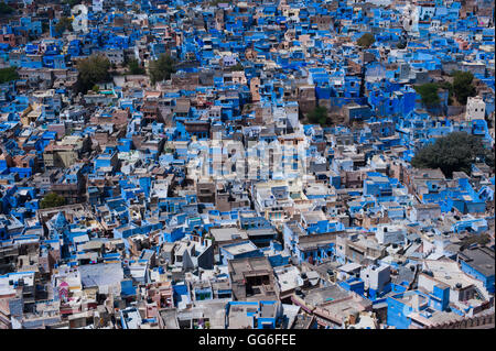 La ville bleue de Jodhpur vu depuis le Fort Mehrangarh, Jodhpur, Rajasthan, Inde, Asie Banque D'Images