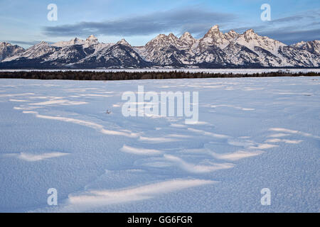 Tetons à l'aube de l'hiver, parc national de Grand Teton, Wyoming, États-Unis d'Amérique, Amérique du Nord Banque D'Images