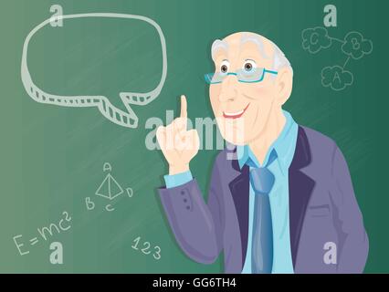 Professeur d'université, debout devant le tableau avec les formules Illustration de Vecteur