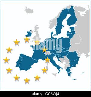 Carte de l'Union européenne avec de nouveaux 27 nombre de membres en France en grisé. Vector illustration. Illustration de Vecteur