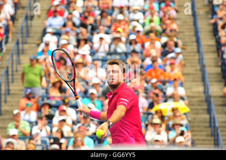 Stan Wawrinka célèbre après avoir gagné à la Coupe Rogers 2016 Tournoi de tennis qui a eu lieu à Toronto. Banque D'Images