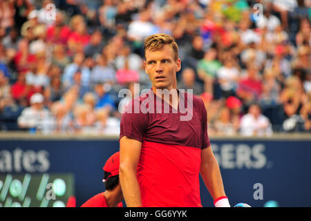 Le joueur de tennis tchèque Tomáš Berdych sur cour au cours de la Coupe Rogers 2016 tenue à Toronto, Canada. Banque D'Images