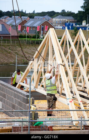 Nouvelle construction de maisons en village Buckshaw, Chorley, Lancashire, UK Banque D'Images