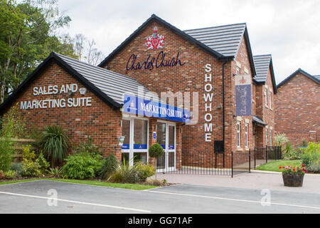 Marketing suite à de nouvelles maisons en construction à Chorley, Lancashire, UK Banque D'Images