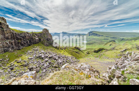 Les pentes érodées de montagnes sur l'île de Skye en Ecosse Banque D'Images