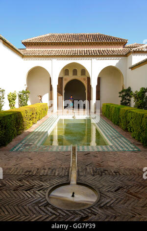 Jardin de la Cour des Cuartos de Granada, Alcazaba fortification, Malaga, Andalousie, Espagne Banque D'Images