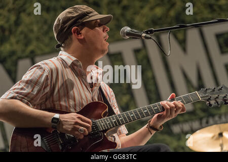 Rome, Italie. 06Th Aug 2016. Kurt Rosenwinkel à la guitare, Tim à la guitare et de Motzer, synthé et Joost Potocka sur batterie joué en concert à la Casa del Jazz à Rome au cours de l'examen 2016 musicaSummertime. © Leo Claudio De Petris/Pacific Press/Alamy Live News Banque D'Images