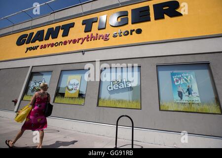 Kingston, Ontario, Canada. 10 août, 2016. Magasin Tigre Géant à Kingston (Ont.), le 10 août 2016. La société exploite actuellement 220 magasins au Canada et prévoit d'ouvrir 10 à 15 autres au cours des dernières années. © Lars Hagberg/ZUMA/Alamy Fil Live News Banque D'Images