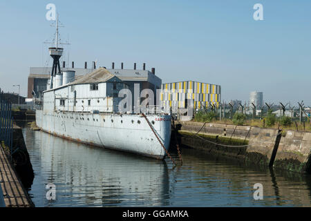 HMS Caroline amarré dans le quartier Titanic, Belfast Banque D'Images