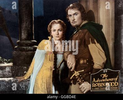 ROBIN HOOD, KÖNIG DER VAGABUNDEN Les aventures de Robin des Bois USA 1938 Michael Curtiz, W.Keighley Marian (OLIVIA DE HAVILLAND) und Robin Hood (Errol Flynn) Régie : Michael Curtiz, Keighley W.aka. Les aventures de Robin des Bois Banque D'Images