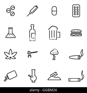 Ligne vectorielle drogue icon set Illustration de Vecteur