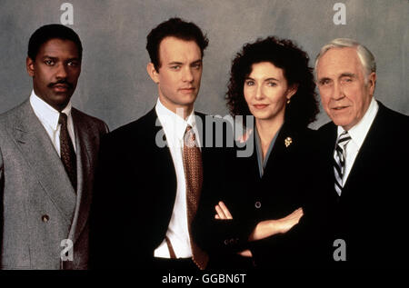 PHILADELPHIA / Philadelphie USA 1993 / Jonathan Demme Mit Denzel Washington (Joe Miller), Tom Hanks (Andrew Beckett), Mary Steenburgen (Belinda Conine) und Jason Robards (Charles Wheeler) Régie : Jonathan Demme aka. Philadelphia Banque D'Images