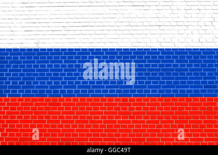 Drapeau de la Russie sur le mur texture background. Drapeau national russe. Banque D'Images