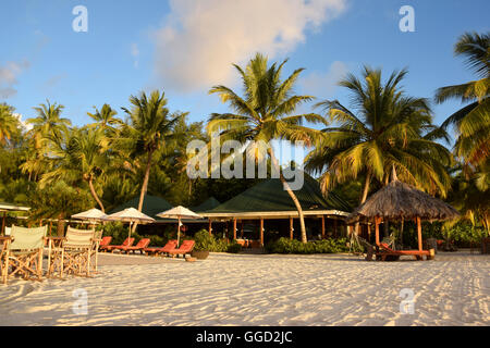 Géographie / billet, les Seychelles, l'Île Amirante, Desroches Island, hotel, hôtel, installation, plage, palm-Additional-Rights Clearance-Info-Not-Available Banque D'Images