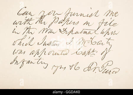 Franklin Pierce, 1804 - 1869. 14e président des États-Unis d'Amérique. Échantillon d'écriture à la main. Banque D'Images