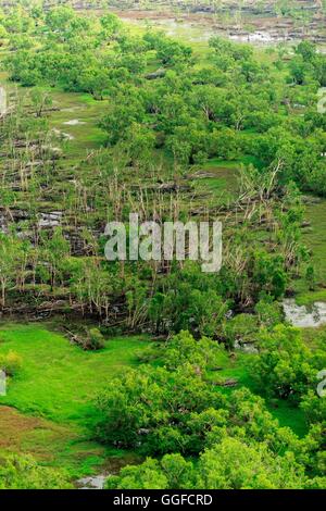 Une vue aérienne des zones humides du Parc National de Kakadu, Territoire du Nord, Australie. Banque D'Images