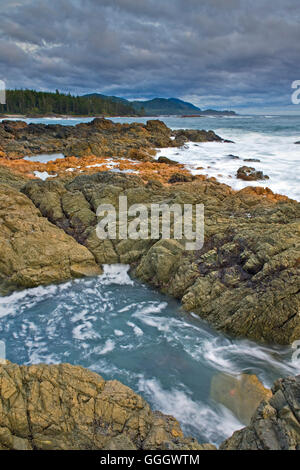 Géographie / Voyages, Canada, côte sauvage et l'action des vagues le long de la côte ouest de Cape Palmerston, Nord de l'île de Vancouver, l'île de Vancouver, Colombie-Britannique, No-Exclusive-Utilisation Banque D'Images