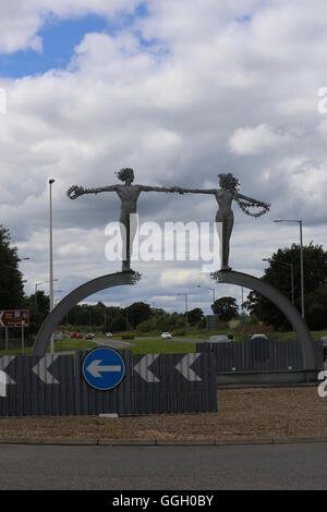 Cette sculpture de la fin du voyage par Andy Scott Clackmannanshire Alloa Ecosse Juillet 2016 Banque D'Images