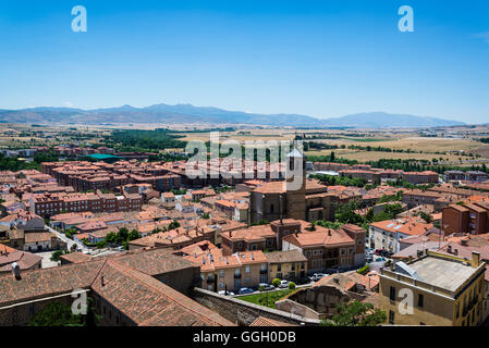 Vue de la ville et la campagne environnante de la ville médiévale, d'Avila, Castille et Leon, Espagne Banque D'Images