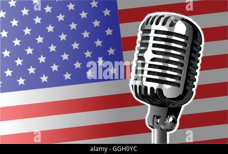 Les Stars and Stripes drapeau américain avec un style traditionnel micro Illustration de Vecteur