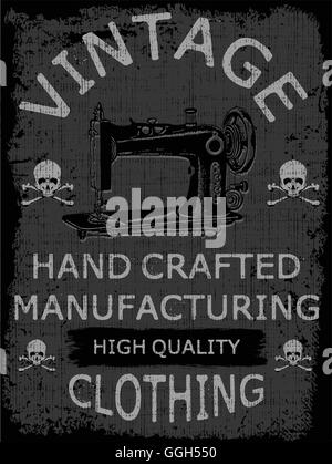 Hand drawn typographie poster avec vintage machine à coudre. Pour la couture,logo studio design T-shirts ou des affiches. Illustration de Vecteur