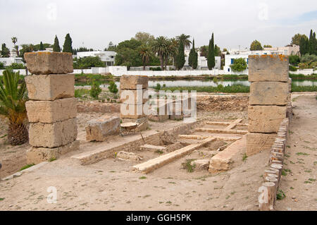 Ruines de port militaire à Carthage, Tunisie Banque D'Images