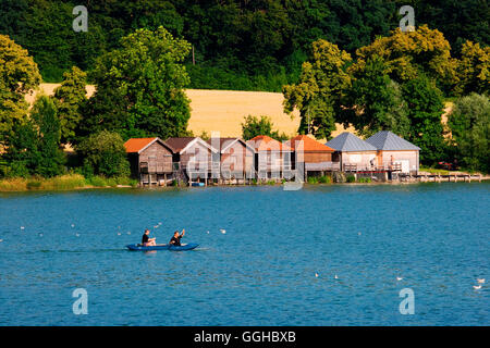 Canoë sur le lac Ammersee, Upper Bavaria, Bavaria, Germany Banque D'Images