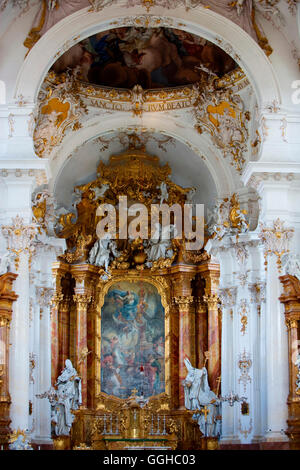 Intérieur de l'église de Saint Mary, Diessen, Haute-Bavière, Bavière, Allemagne Banque D'Images