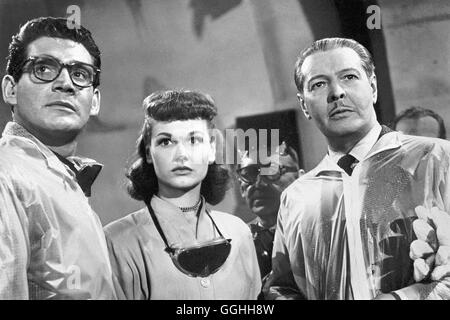 KAMPF DER WELTEN / La Guerre des mondes de Byron Haskin USA 1953 / Voir mit Dr Pryor (ROBERT CORNTHWAITE), Silvia van Buren (ANN ROBINSON) und Dr. Billderbeck (SANDRO GIGLIO) Régie : Byron Haskin aka. La Guerre des mondes Banque D'Images