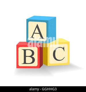 Les blocs ABC. Cubes jouet avec lettres de l'alphabet. Illustration isolé. Vecteur. Illustration de Vecteur
