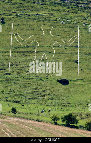 Long Man de Wilmington, hill figure, Wilmington, East Sussex, Angleterre, Grande-Bretagne Banque D'Images