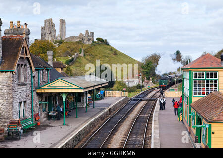 Gare de Swanage Railway à Corfe Castle, Dorset, Angleterre, Grande-Bretagne Banque D'Images