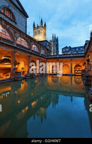 Bains romains, Bath, Somerset, Angleterre, Grande-Bretagne Banque D'Images