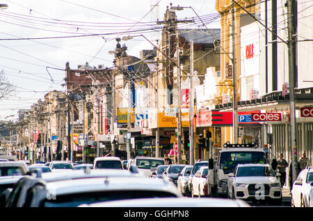 Vue sur rue Smith à la Nord, Fitzroy, Victoria, Australie Banque D'Images