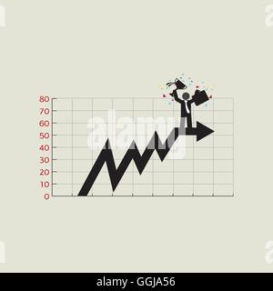 Symbole noir de haut de Tableau de plus en plus la réussite de l'entreprise Concept Vector Illustration Illustration de Vecteur
