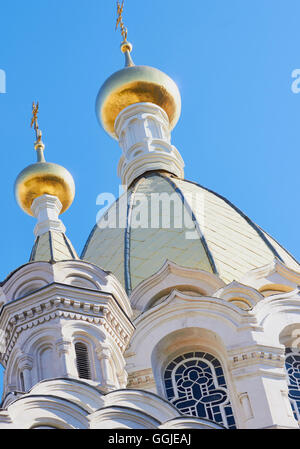 Les dômes de la cathédrale Pokrovsky, rue Bolshaya Marskaya Sébastopol Crimée orientale Banque D'Images