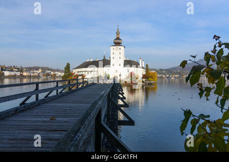 Gmunden : le lac Traunsee , Seeschloss Ort, centre-ville, l'Autriche, Niederösterreich, Autriche supérieure, Salzkammergut Banque D'Images