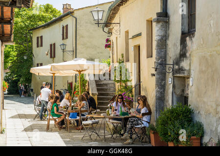 Hot springs, Bagno Vignoni, près de San Quirico d'Orcia, Val d'Orcia, province de Sienne, Toscane, Italie, Patrimoine Mondial de l'UNESCO Banque D'Images