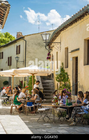 Hot springs, Bagno Vignoni, près de San Quirico d'Orcia, Val d'Orcia, province de Sienne, Toscane, Italie, Patrimoine Mondial de l'UNESCO Banque D'Images