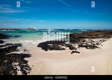El Faro Toston phare, El Cotillo, Fuerteventura, Îles Canaries, Espagne Banque D'Images