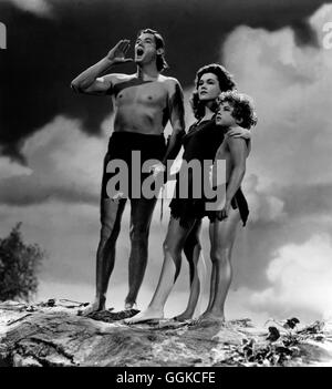 TARZANS GEHEIMER SCHATZ / Tarzan's Secret Treasure USA 1941 / Richard Thorpe Johnny Weissmüller (Tarzan), Maureen O'SULLIVAN (Jane) und JOHNNY SHEFFIELD (Boy) Régie : Richard Thorpe aka. Trésor Secret de Tarzan Banque D'Images