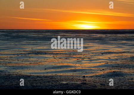 Coucher de soleil sur une mer de glace, Terra Nova Bay, Antarctique Banque D'Images