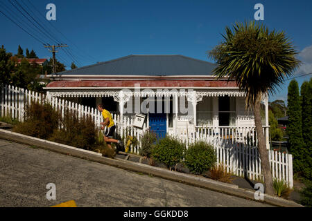 Baldwin Street est la rue la plus raide du monde, Dunedin, Otago, île du Sud, Nouvelle-Zélande Banque D'Images