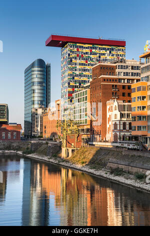 Port des Médias, Düsseldorf, Rhénanie du Nord-Westphalie, Allemagne Banque D'Images