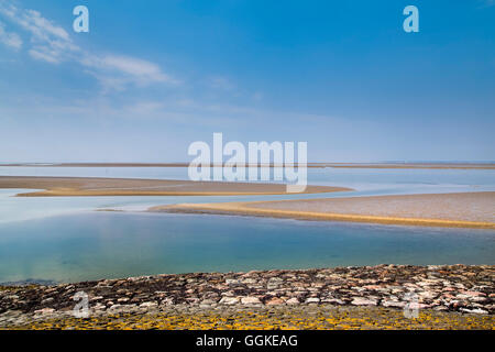 Banc, Hallig Langeness, au nord de l'archipel Frison, Schleswig-Holstein, Allemagne Banque D'Images