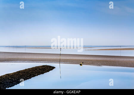 Banc, Hallig Langeness, au nord de l'archipel Frison, Schleswig-Holstein, Allemagne Banque D'Images