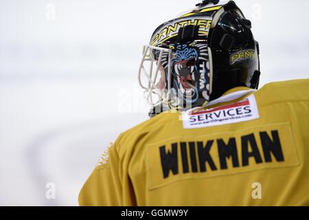 Miika Wiikman des Panthers de Nottingham de l'élite de la Ligue de hockey sur glace pendant le réchauffage Banque D'Images