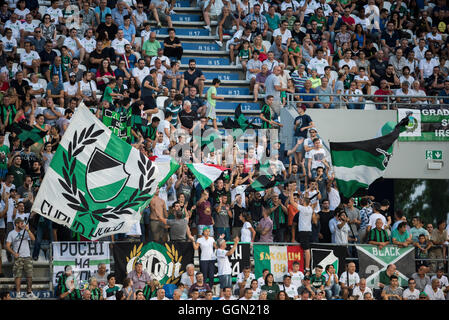 Reggio Emilia, Italie. 4e août 2016. Sassuolo fans Football/soccer : l'UEFA Europa League en troisième tour de qualification 2e match aller entre US Sassuolo 3-0 FC Lucerne au stade Mapei - Citta del Tricolore à Reggio Emilia, Italie . © Maurizio Borsari/AFLO/Alamy Live News Banque D'Images