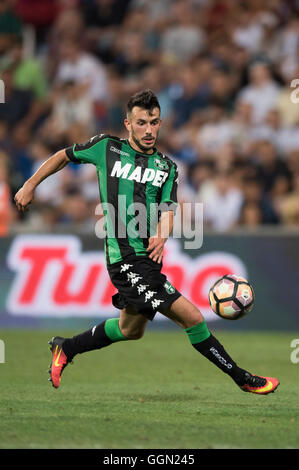 Reggio Emilia, Italie. 4e août 2016. Nicola Sansone (Sassuolo) Football/Football : l'UEFA Europa League en troisième tour de qualification 2e match aller entre US Sassuolo 3-0 FC Lucerne au stade Mapei - Citta del Tricolore à Reggio Emilia, Italie . © Maurizio Borsari/AFLO/Alamy Live News Banque D'Images